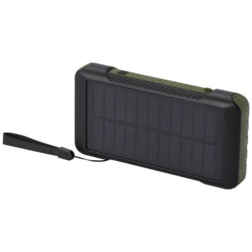 PF124346-1Soldy 10.000 mAh Solardynamo-Powerbank aus recyceltem GRS Kunststoff _ armeegruen