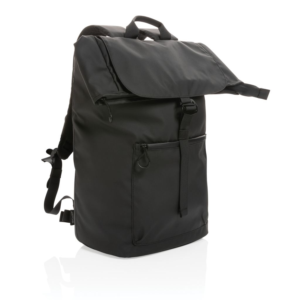 XDP762_90-1Impact AWARE™ RPET wasserabweisender 15.6_ Laptop-Rucksack_ schwarz