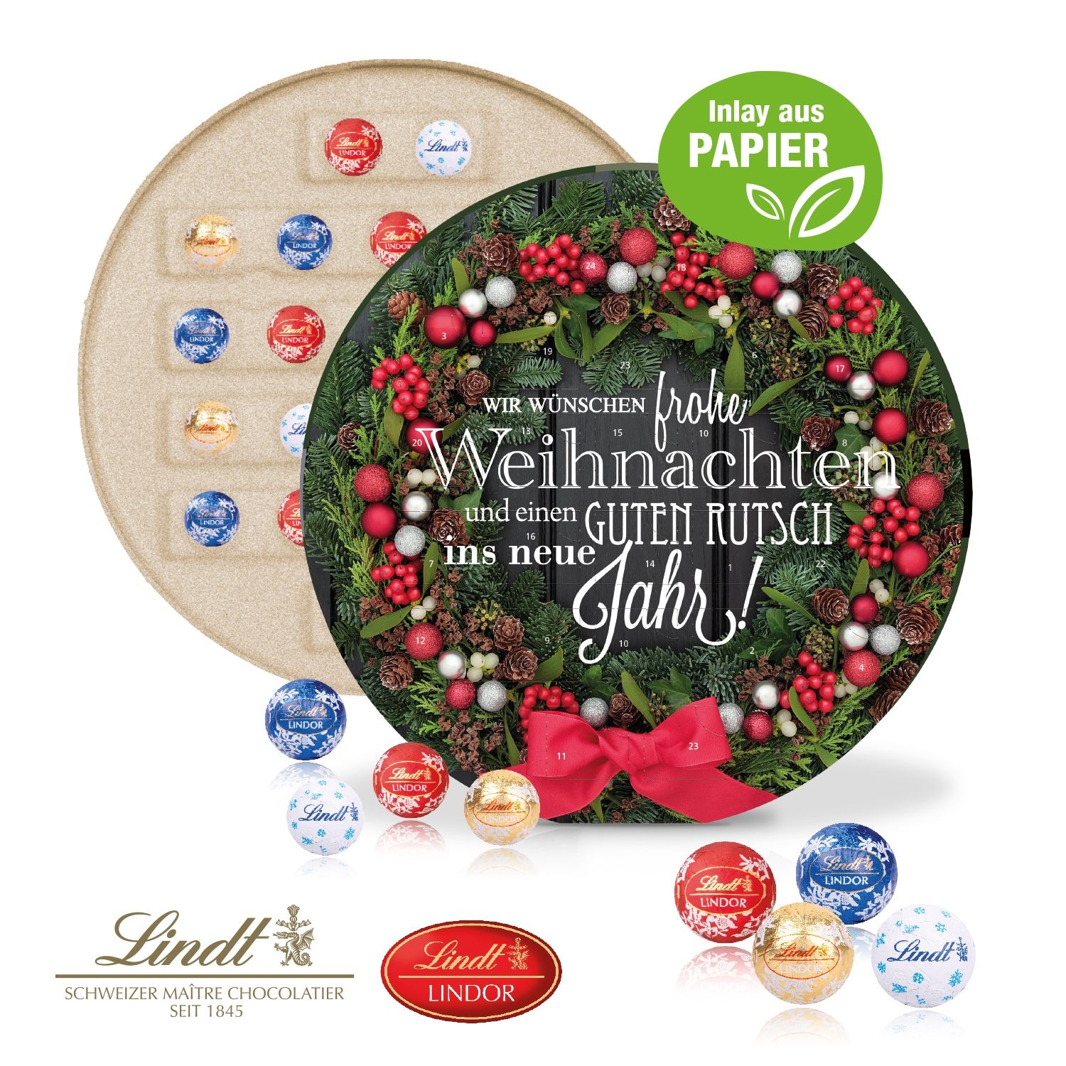 CD55317Adventskalender _Centro_ mit Lindt Schokolade_ Inlay aus Papier
