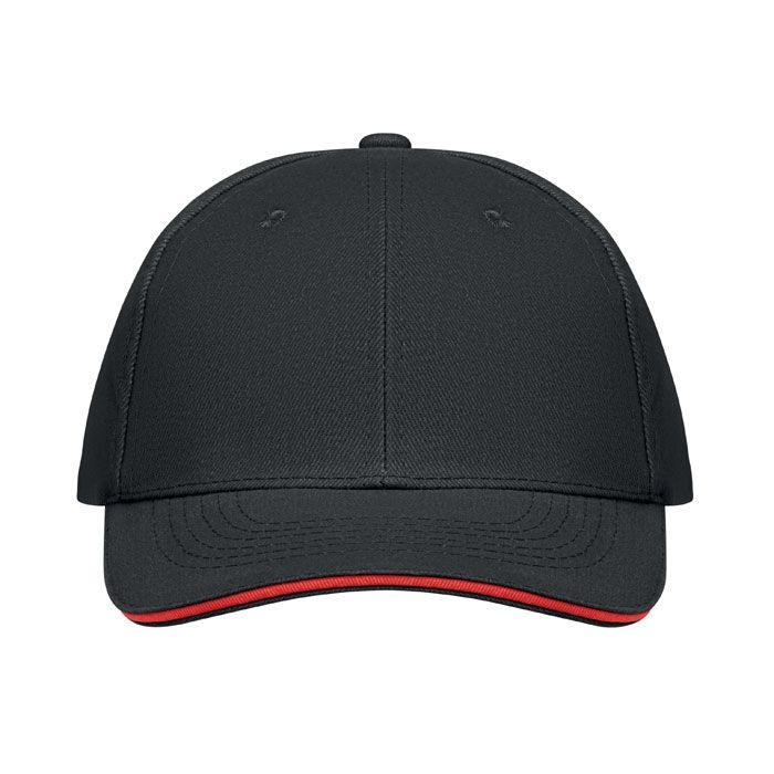 MO1464-83Buffalo Baseball cap 6 panels 260g_m²_ schwarz_rot