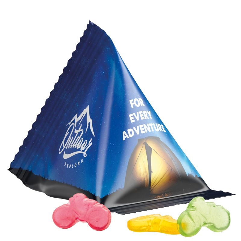 JG10063-17Tetraeder 15 g Trolli Fruchtgummi Standardformen_ Fahrrad_ weisse Folie