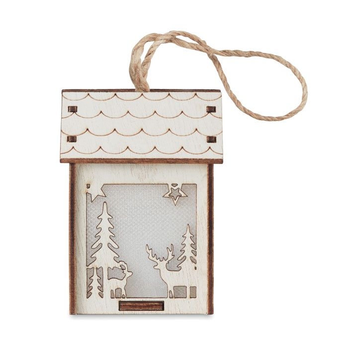 CX1463-40Ponia Anhaenger Haus mit Licht_ holz