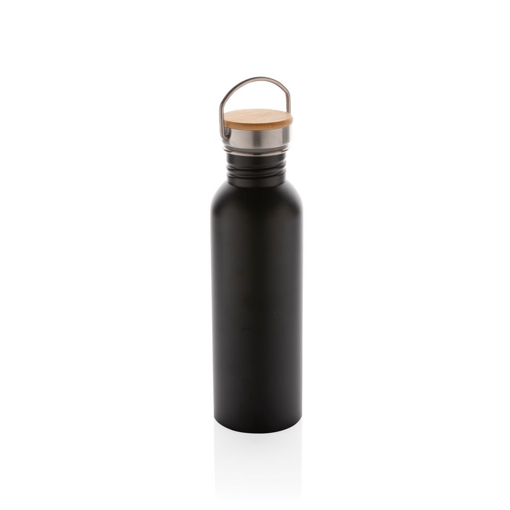 XDP436.83-1Moderne Stainless-Steel Flasche mit Bambusdeckel_ schwarz