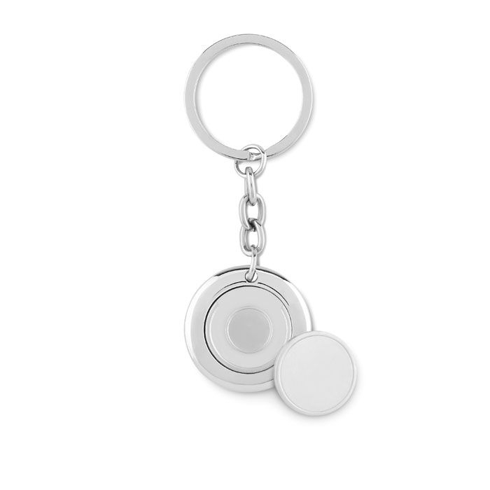 MO9289-17Flat Ring Schluesselring mit Muenzhalter_ silber glaenzend