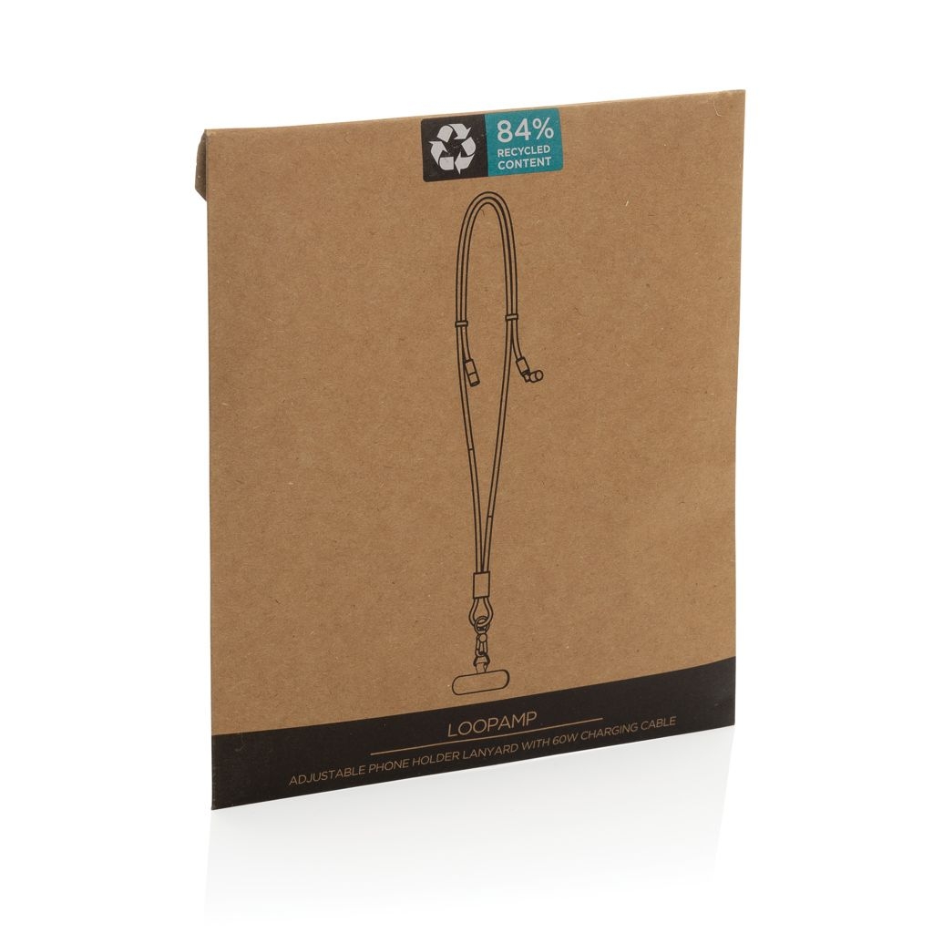 XDP302.53-01LoopAmp verstellbares 160cm 60W Telefonkabel aus RCS rPET_ schwarz