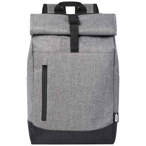 PF120548-1Libra 15_6_ GRS recycelter Rolltop Laptop-Rucksack 12L_ heather grau_schwarz
