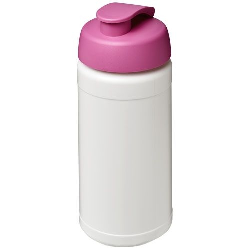 PF210068-9Baseline® Plus 500 ml Sportflasche mit Klappdeckel_ weiss_rosa