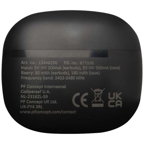 PF124482-2Alterf True Wireless Bluetooth® Headset aus recyceltem Kunststoff mit Silikon-Ohrstoepseln_ schwarz