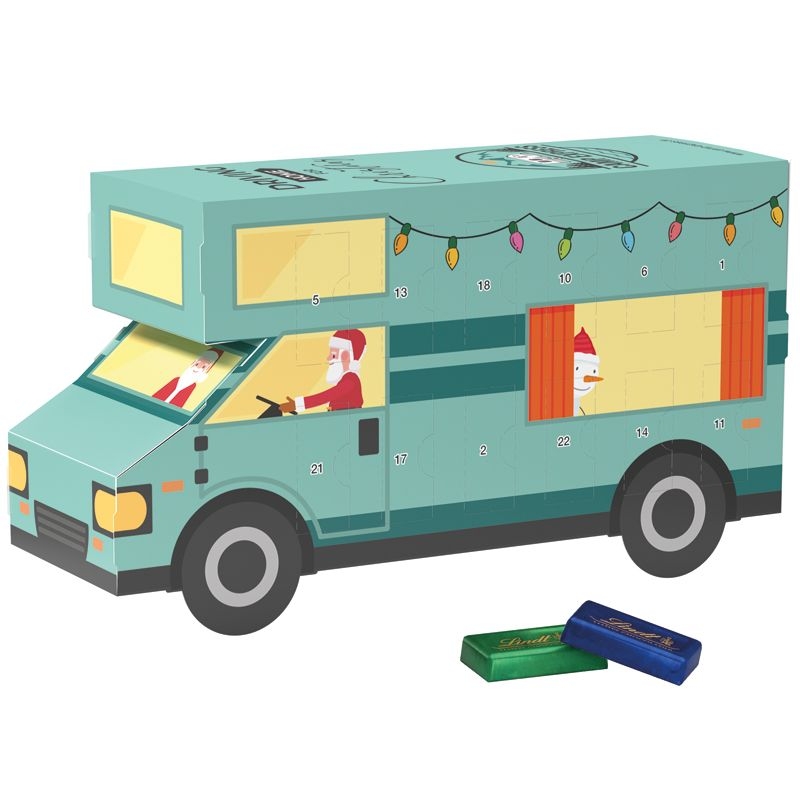 JG20178-1Adventskalender Wohnmobil Lindt_ Lindt Schokotaefelchen_ Motiv-Vorlage