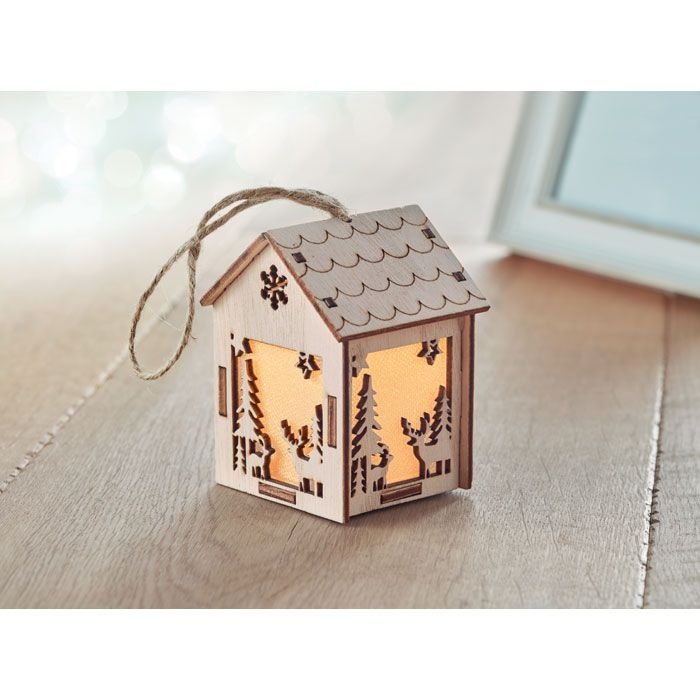 CX1463-40Ponia Anhaenger Haus mit Licht_ holz