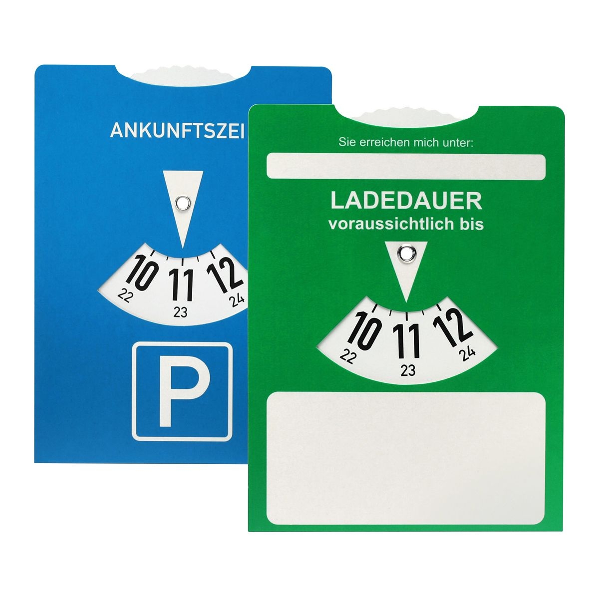 HE8522-2-3Kartonparkscheibe mit Ladedaueranzeige fuer E-Autos_ gruen_ blau