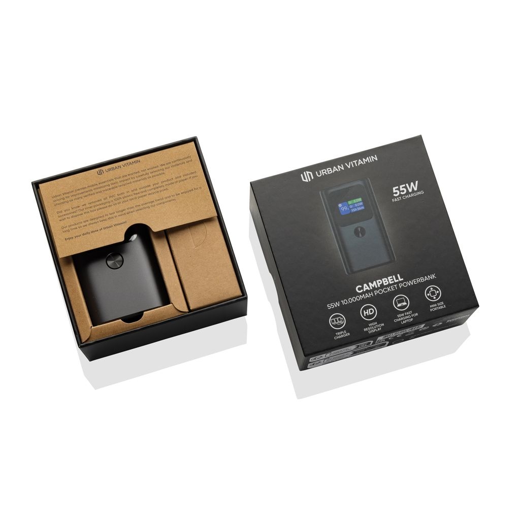 XDP322_76-02Urban Vitamin Campbell 55W 10.000mAh Pocket-Powerbank_ grau