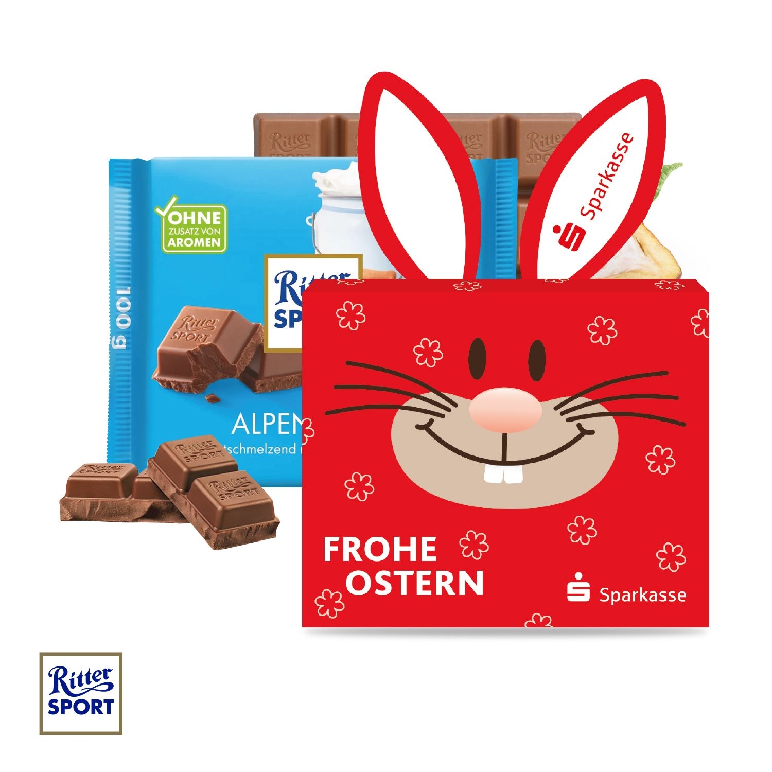 CD94617-01Schokotafel Ritter SPORT Osterhase_ Alpenmilch