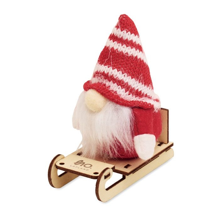 CX1588-05Frosty Sleigh Wichtel auf Holzschlitten_ rot