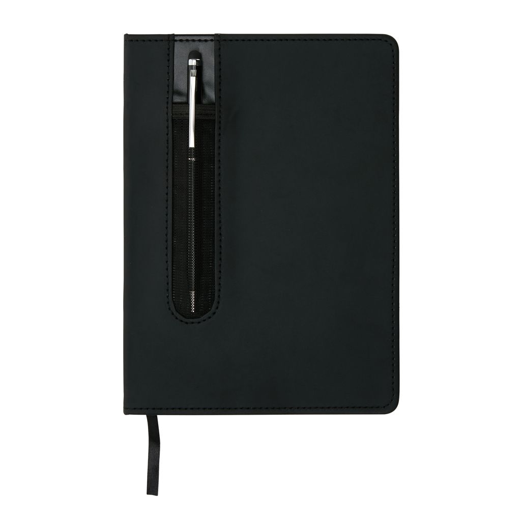 XDP773.31-1Basic Hardcover PU A5 Notizbuch mit Stylus-Stift_ schwarz
