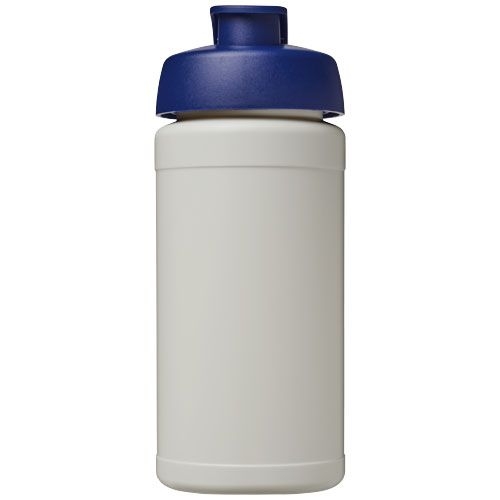 PF210461-2Baseline 500 ml recycelte Sportflasche mit Klappdeckel _ natural_blau