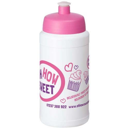 PF210688-9Baseline® Plus 500 ml Flasche mit Sportdeckel_ weiss_rosa