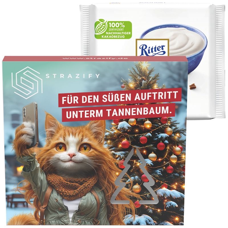 JG20157-4Praesentbox Premium_ Ritter SPORT 100g_ Joghurt_ Tannenbaum