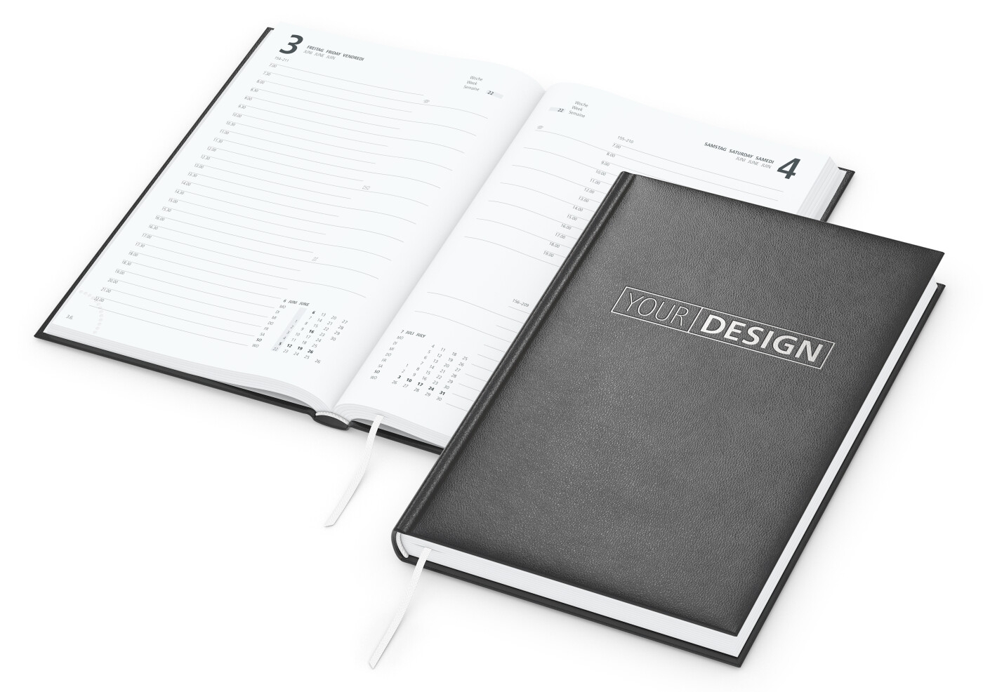 GE0061-SCSTageskalender Advance_ schwarz_ Silberpraegung