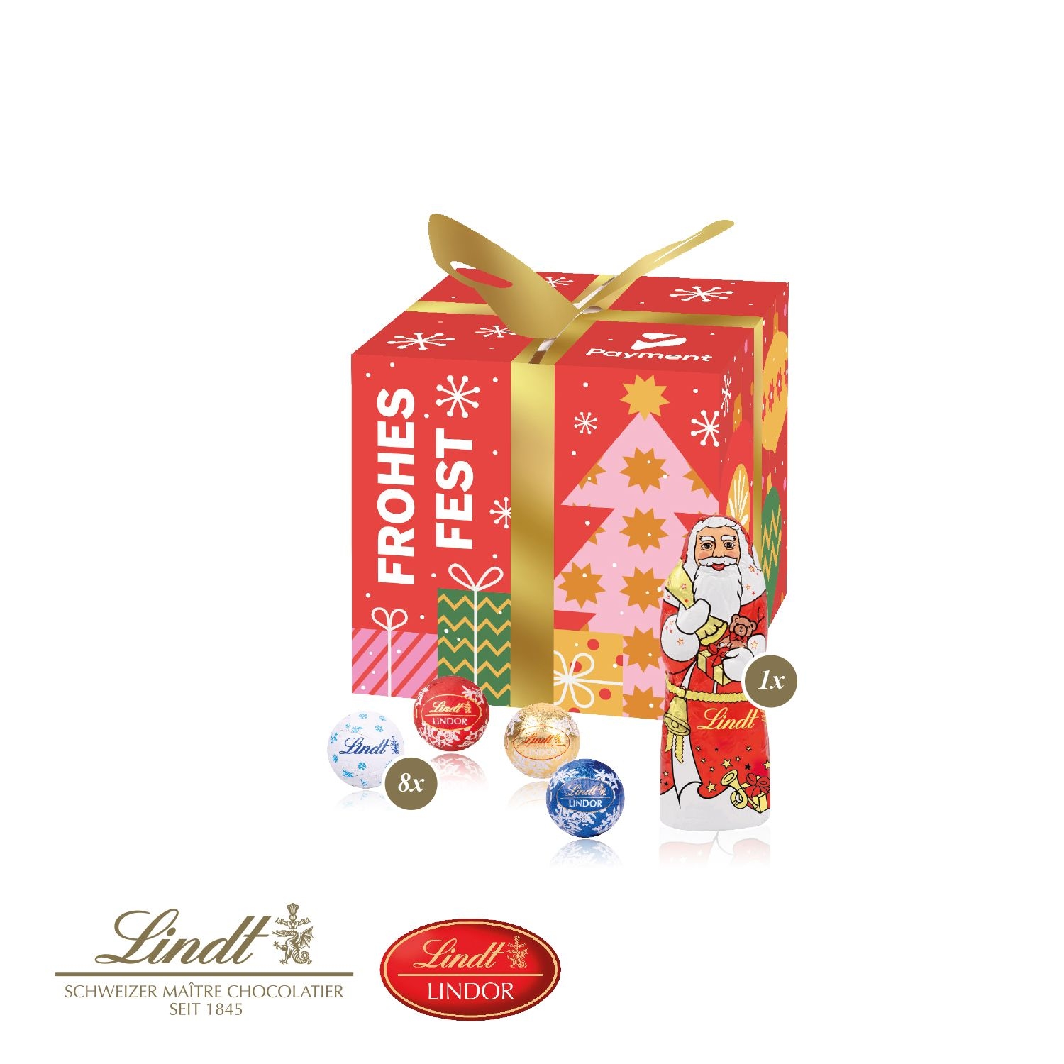 CD95606-01Praesent _Feine Bescherung_ mit Lindt Minis und Nikolaus_ Lindt Weihnachts-Mix