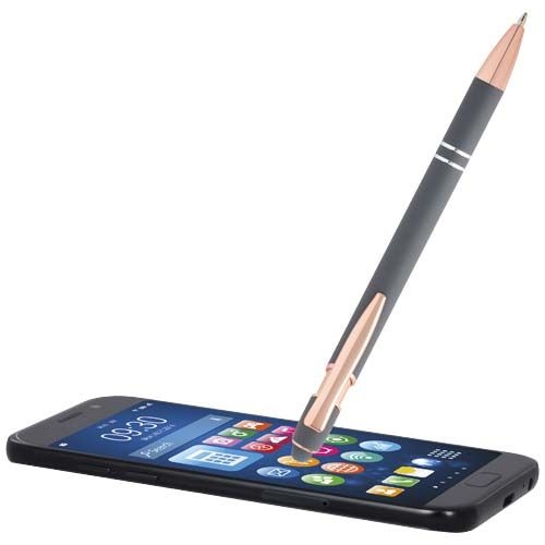 PF107974-5Nanna Kugelschreiber mit Roségold Finish _blaue Mine_ daemmergrau