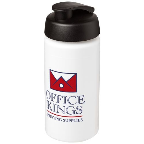 PF210072-1Baseline® Plus grip 500 ml Sportflasche mit Klappdeckel_ weiss_schwarz