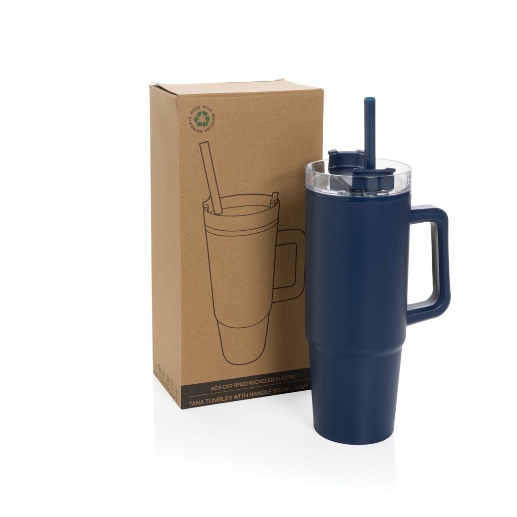 XDP437.10-0Tana Becher aus RCS recyceltem Kunststoff mit Griff 750ml_ navy blau