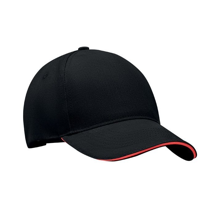 MO6875-83Long Beach Singa Baseball Kappe 5 Panels_ schwarz_rot
