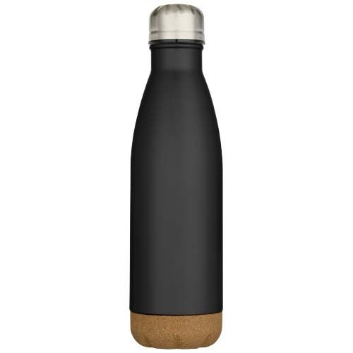 PF100892-3Cove 500 ml doppelwandige_ vakuumisolierte Trinkflasche aus Edelstahl mit Korkdetails_ schwarz