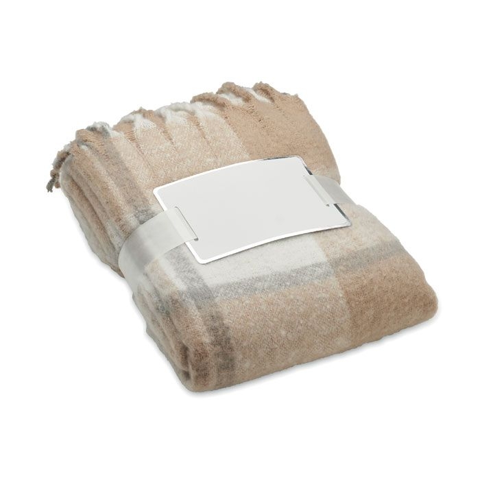 MO2382-13Quet Karierte Mohair-Decke_ beige