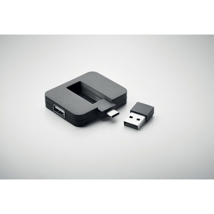 MO2254-03Square-C 4 Port USB Hub_ schwarz
