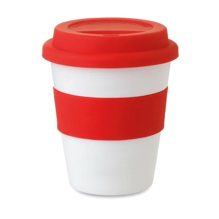MO8078-05Astoria PP Becher mit Silikon-Deckel_ rot
