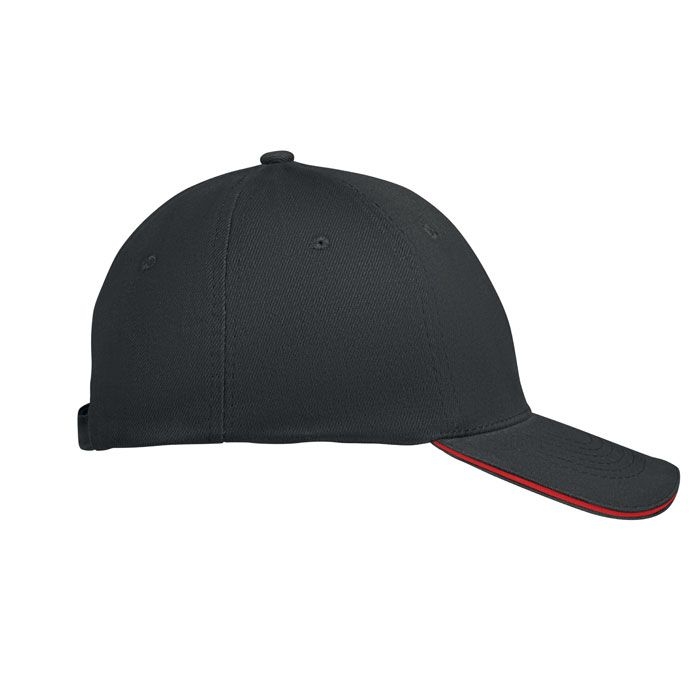 MO1464-83Buffalo Baseball cap 6 panels 260g_m²_ schwarz_rot