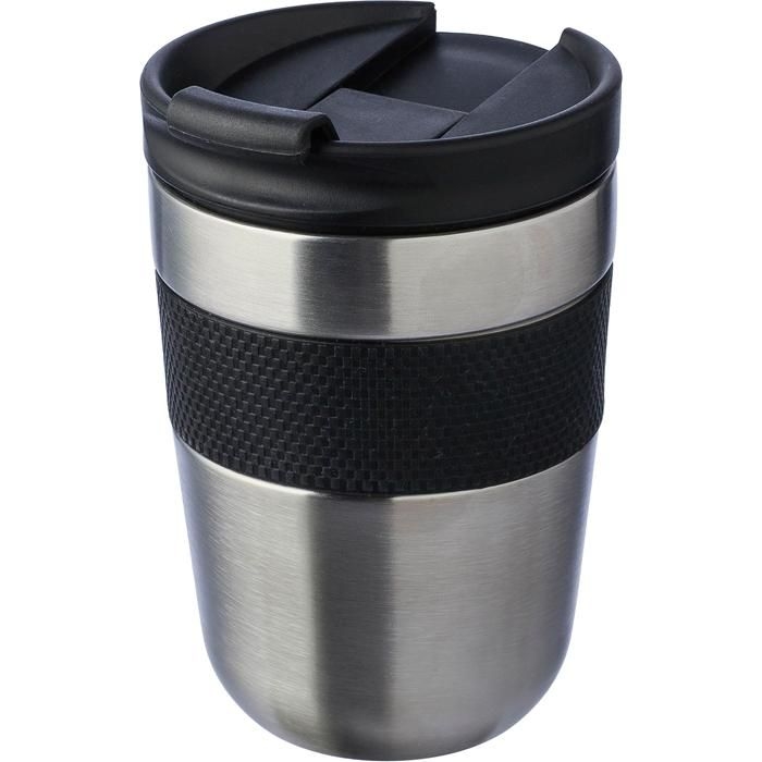 GI1172552-50Doppelwandiger Trinkbecher aus Edelstahl 300 ml Keith_ schwarz_silber