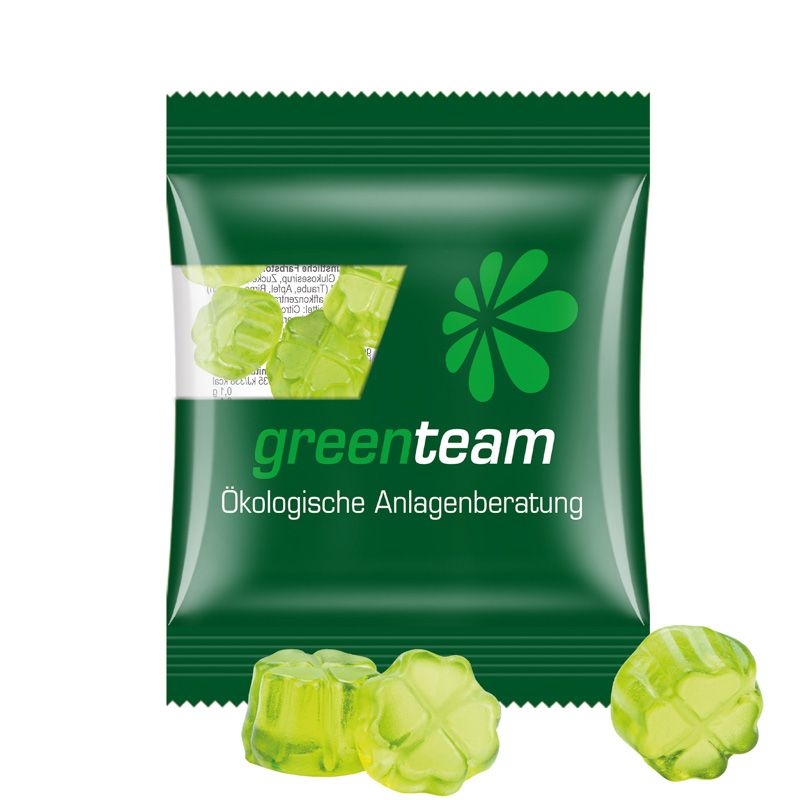 JG15061-24Minituete 10g_ Fruchtgummi Standardformen_ Kleeblatt_ transparente Folie