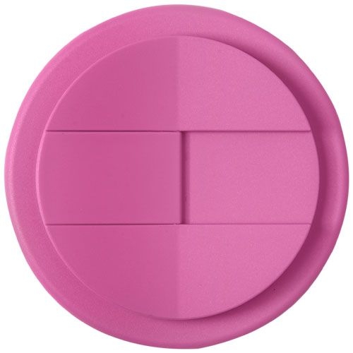 PF210425-21Americano® Eco 350 ml recycelter Becher mit auslaufsicherem Deckel_ rosa_schwarz