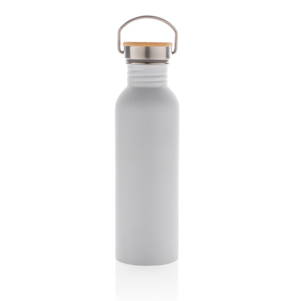 XDP436.83-3Moderne Stainless-Steel Flasche mit Bambusdeckel_ weiss