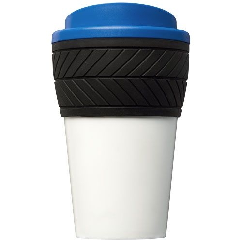 PF210088-8Brite-Americano® 350 ml Isolierbecher mit Schutzring Reifen-Design_ mittelblau