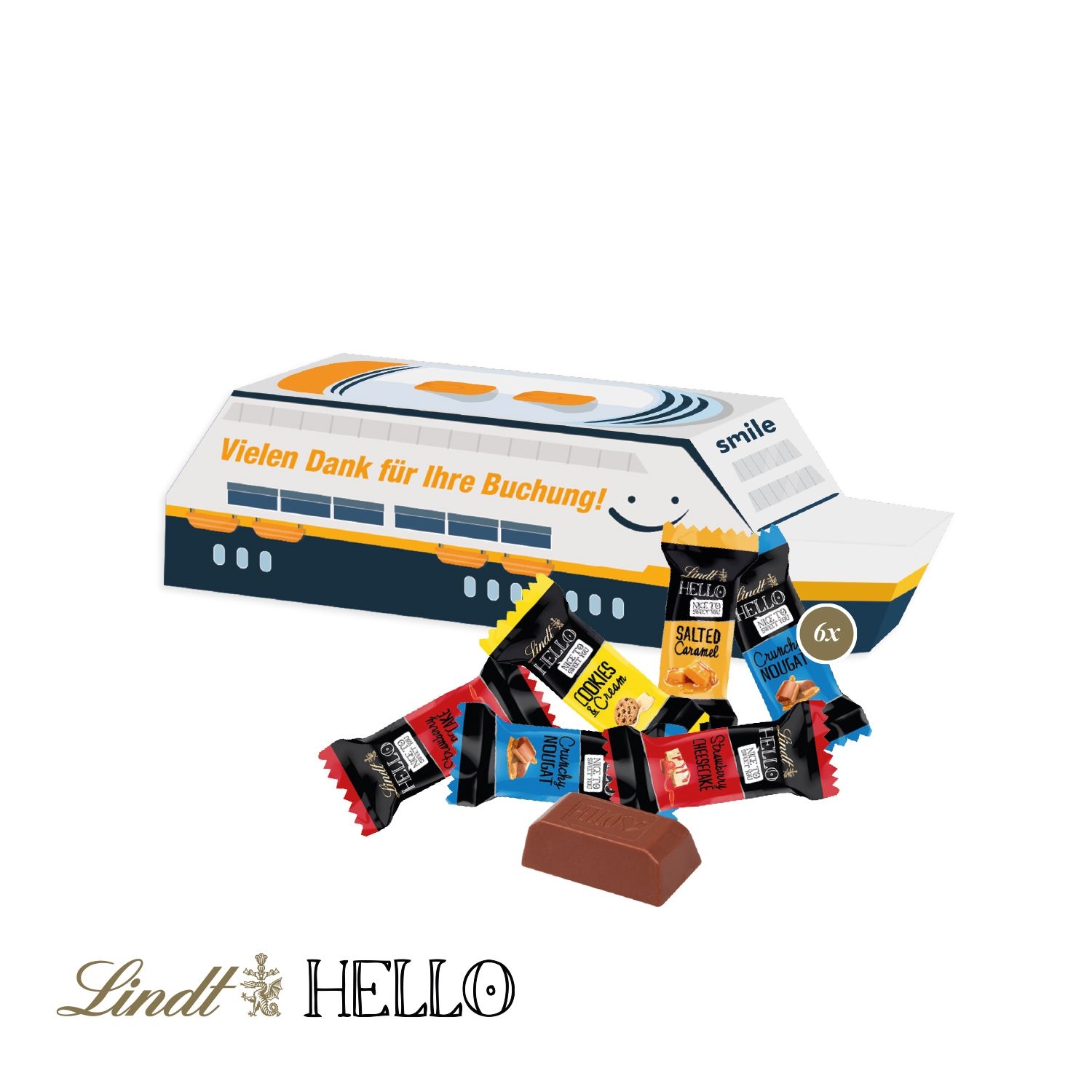 CD95595-013D Praesent _Schiff_ mit Lindt HELLO_ Lindt Hello Mini Stick