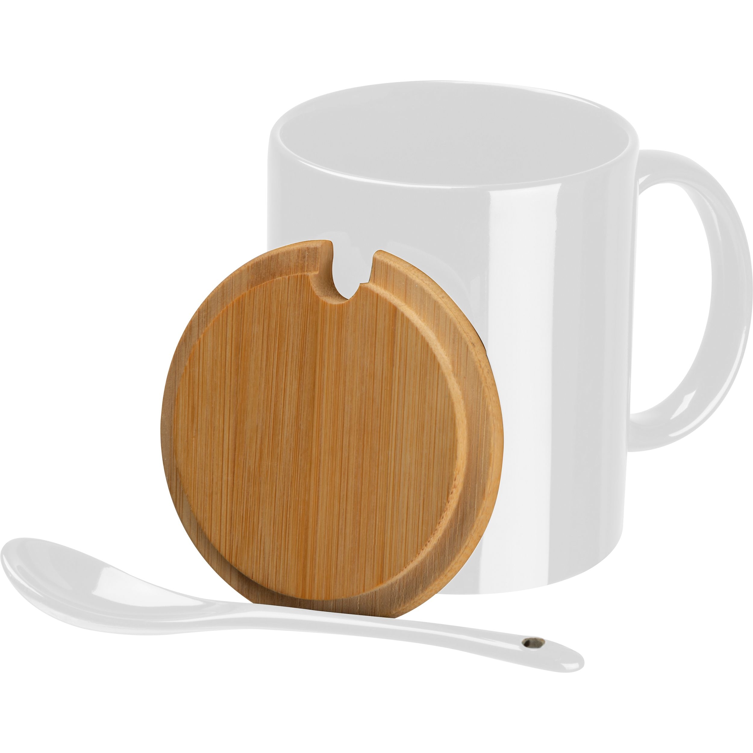 MA82969-06Keramiktasse mit Loeffel und Bambusdeckel LOTHAR_ weiss