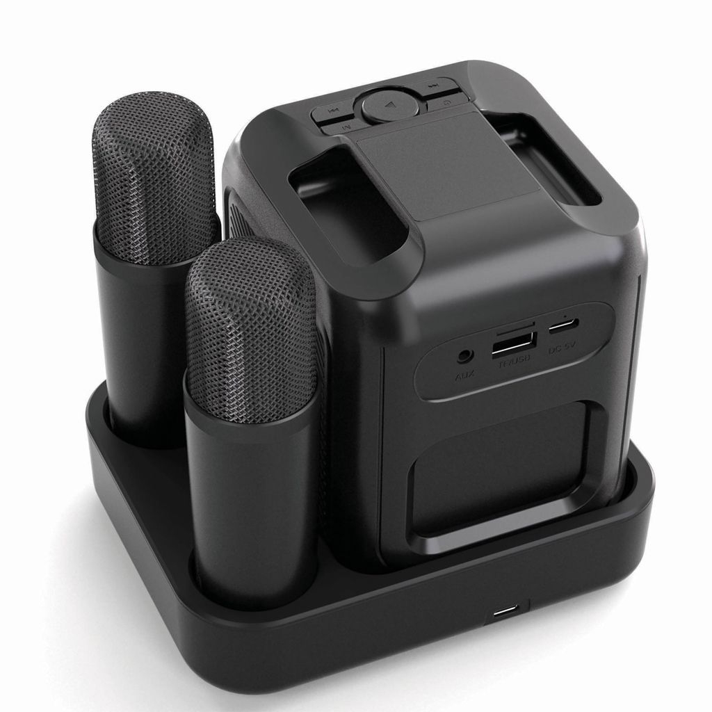 XDP331_06-01Singvibe Karaoke-Set mit Doppelmikrofon aus RCS rec. ABS_ schwarz