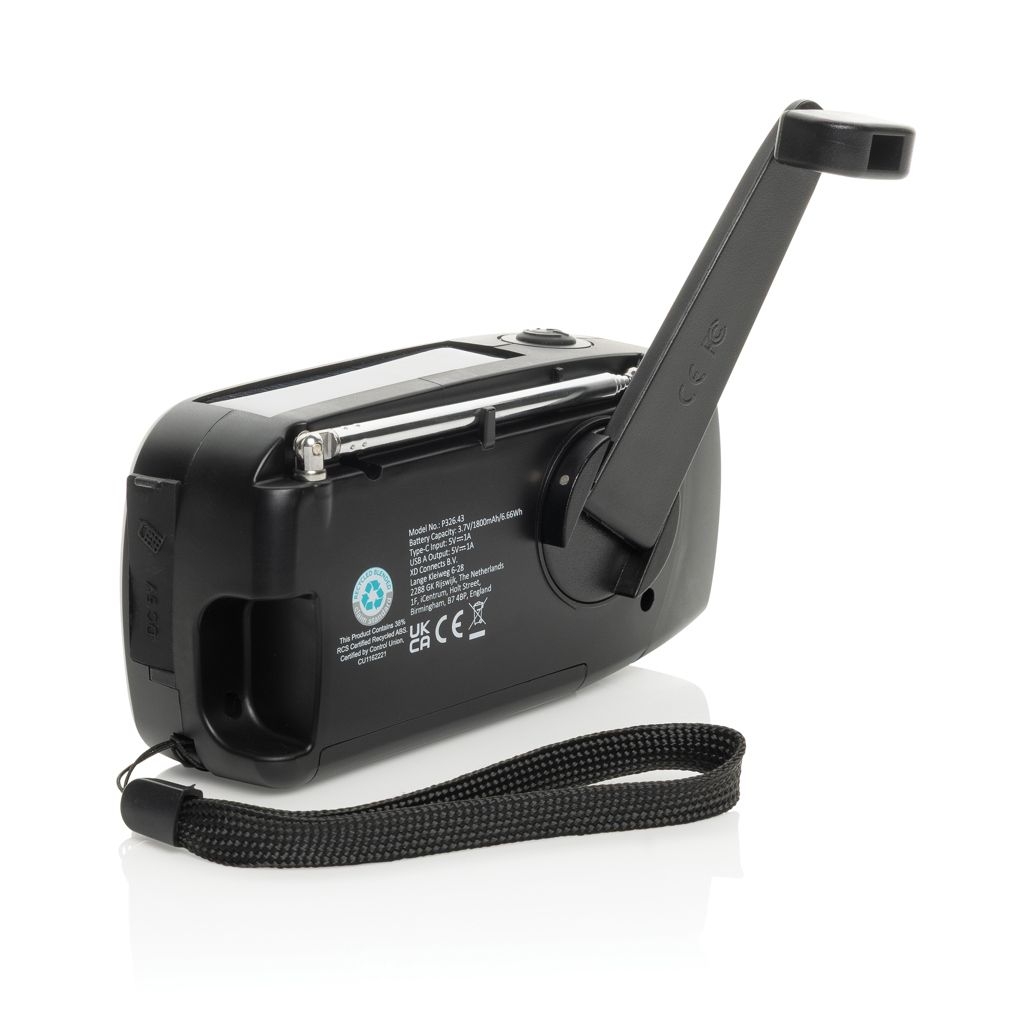 XDP326.43-01RescueWave Notfallradio aus RCS recyceltem Kunststoff_ schwarz