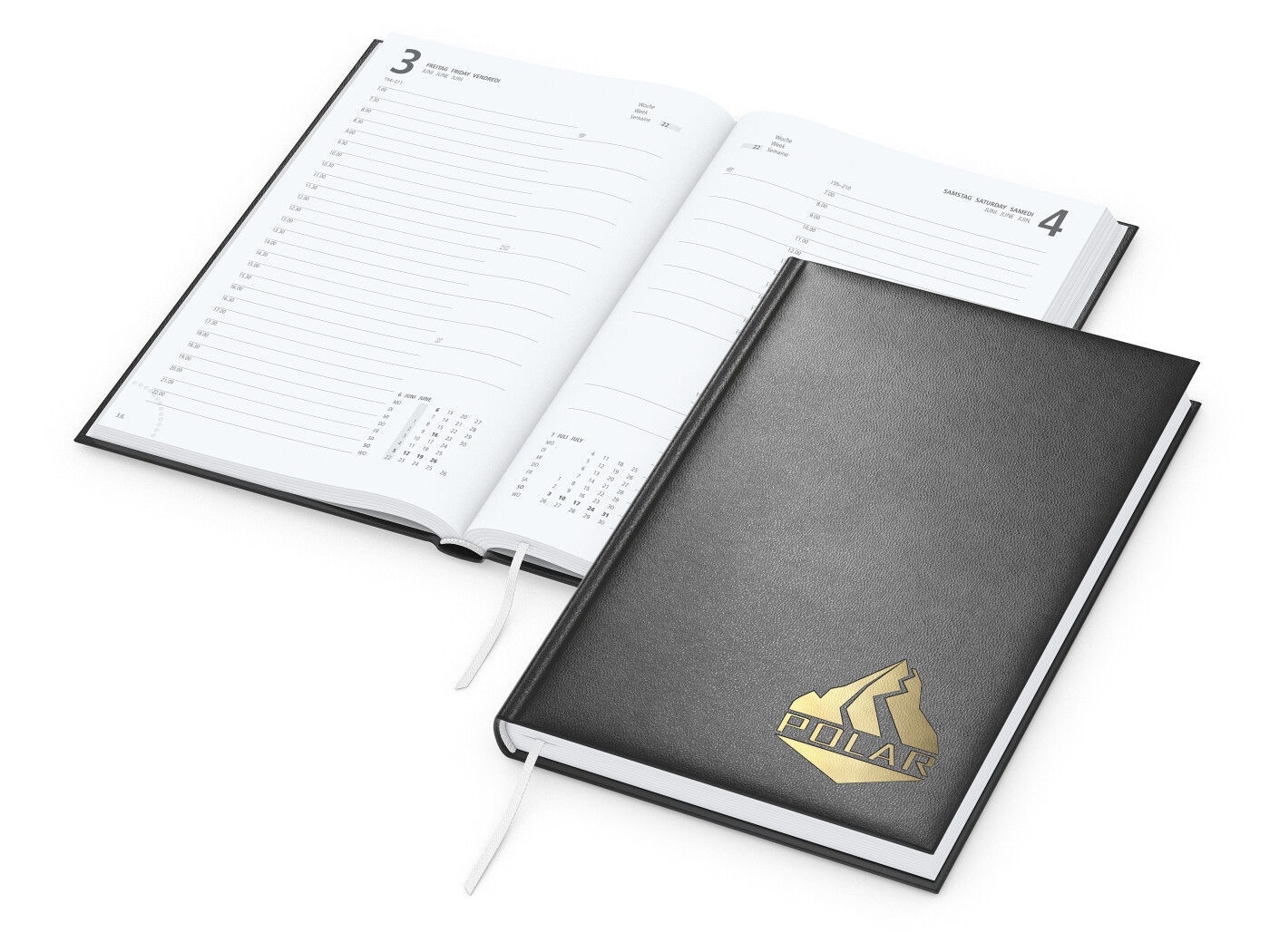 GE0061-SCGTageskalender Advance_ schwarz_ Goldpraegung