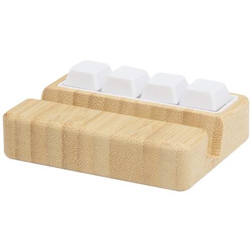 PF124466-1Algol Smartphonehalterung  aus recyceltem Kunststoff mit Fidget-Toy mit Bambusdetails_ holz