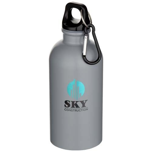 PF100871-3Oregon 400 ml matte RCS-zertifizierte einwandige Trinkflasche aus recyceltem Edelstahl mit Karabiner