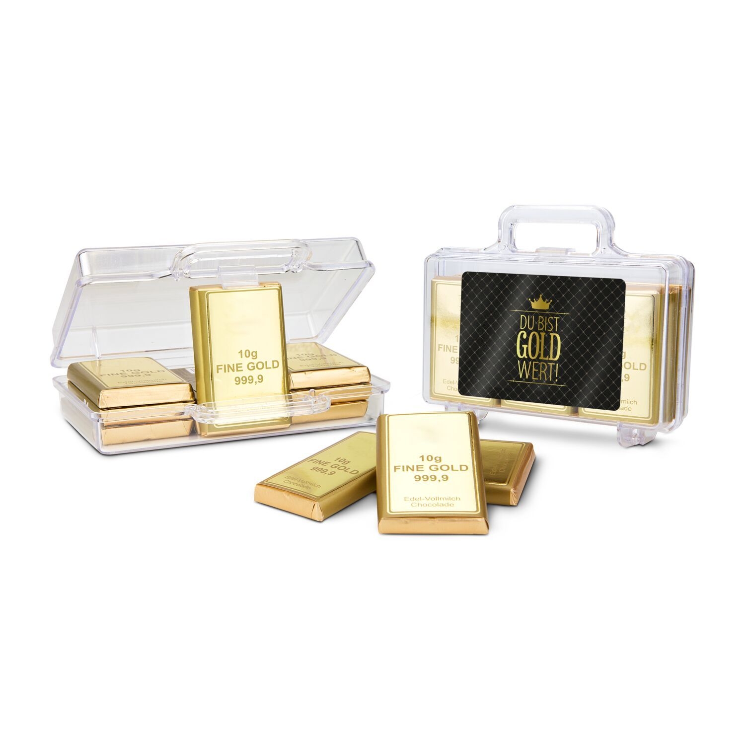 RP1724Du bist Gold wert - Goldkoffer mit 12 Schokoladen Goldbarren _120 g_