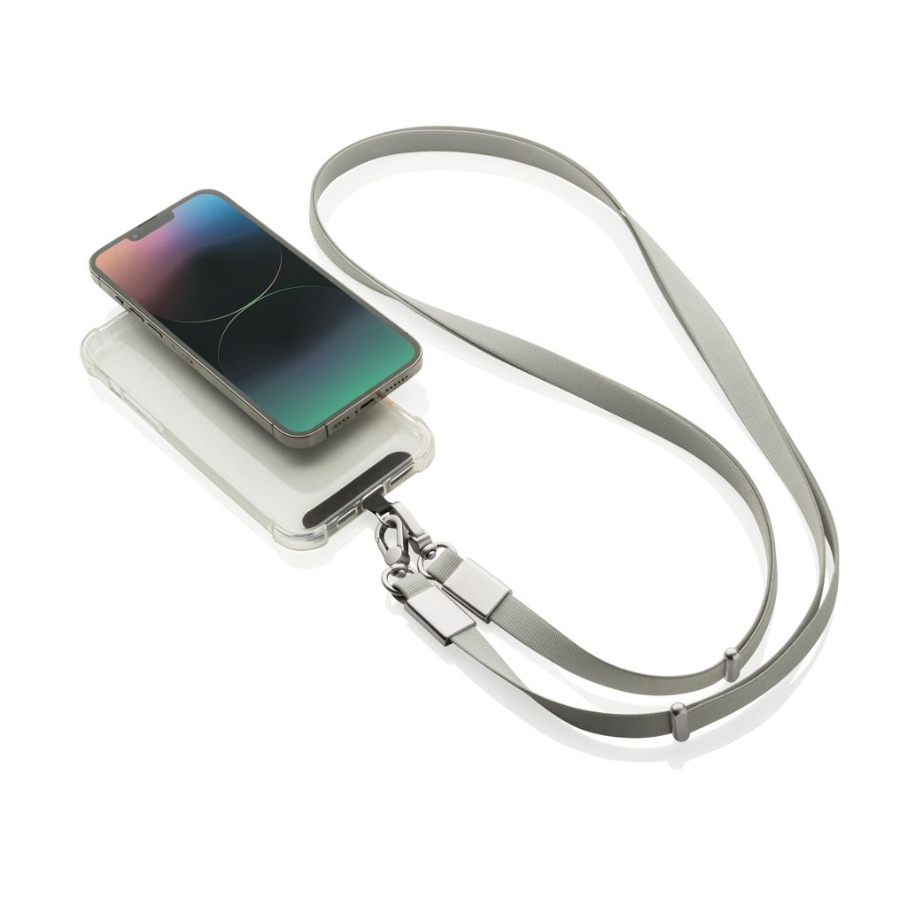 XDP302.92-02Nivo Crossbody-Handyband aus RCS recyceltem PET_ grau