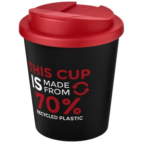 PF210455-2Americano® Espresso Eco 250 ml recycelter Isolierbecher mit auslaufsicherem Deckel _ schwarz_rot