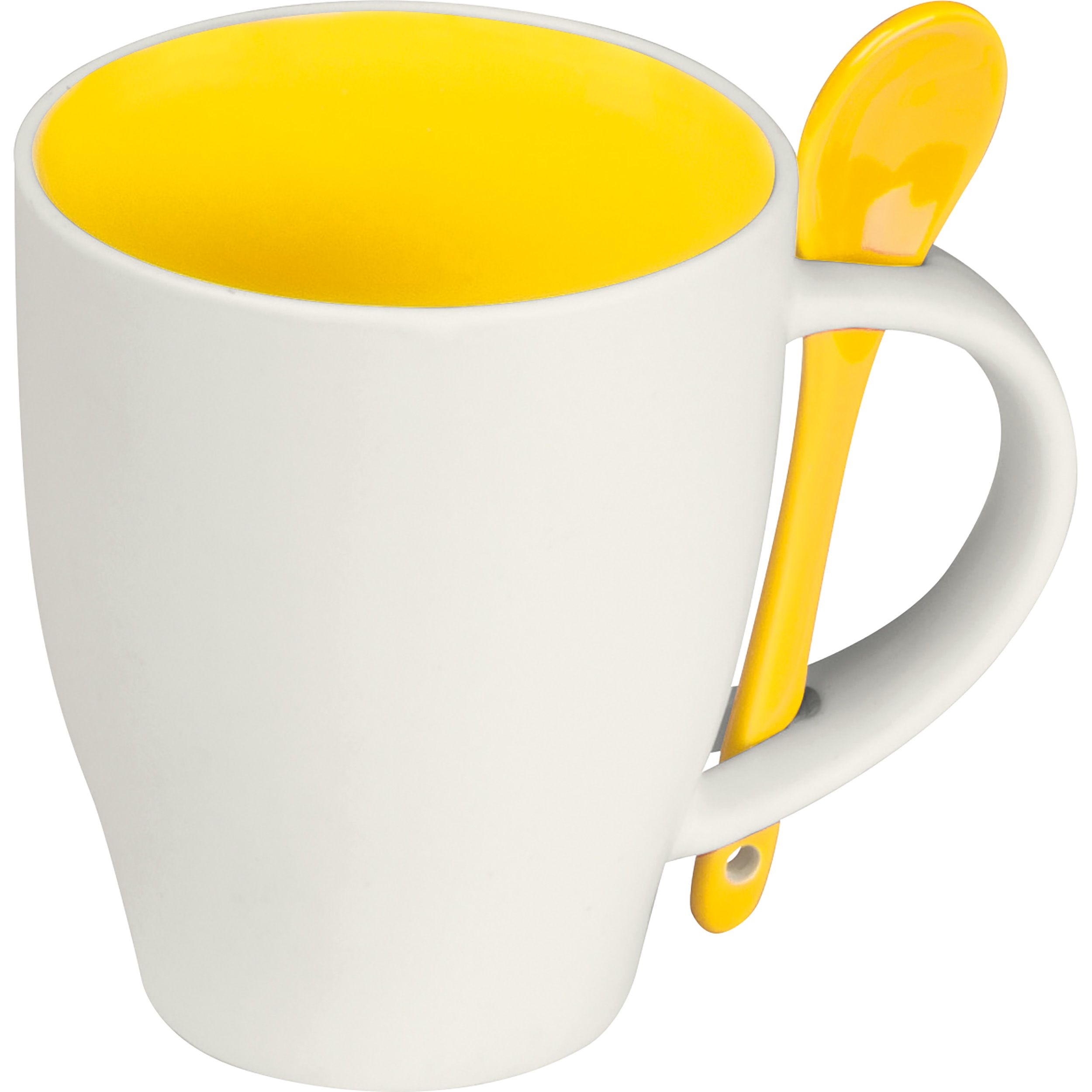 MA85095-08Tasse aus Porzellan mit Loeffel_ 250ml ARMANDO_ gelb