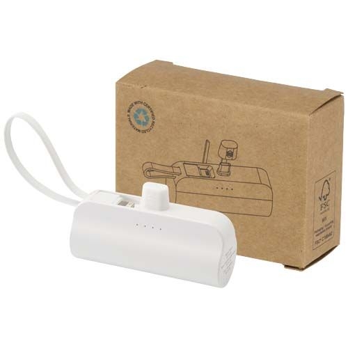 PF124472-1Alnair 10 W 5000 mAh Typ C Powerbank aus recyceltem Kunststoff mit integriertem Klappstaender und 2 i